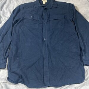 L.L Bean Chamois Cloth Shirt L Tall Navy Traditional Fit Heavyweight Button Down